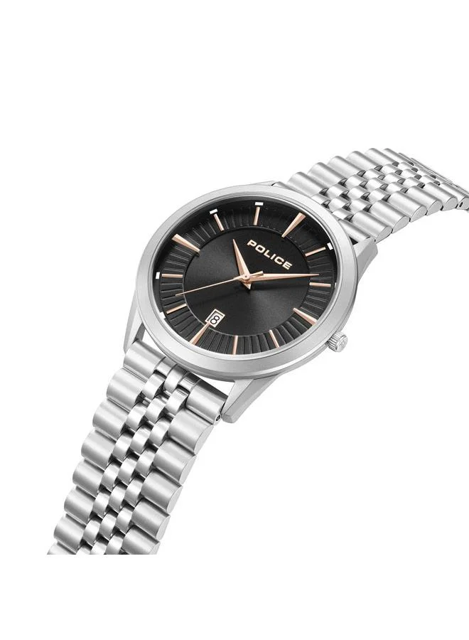 POLICE Patriot Black Dial Stainless Steel Bracelet Analog Watch for Men, 44mm